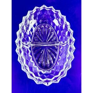 Vintage Fostoria Divided Dish American Cubist Candy Vegi App Trinket